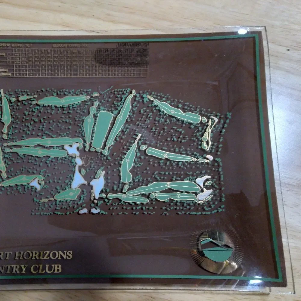 Vintage Desert Horizons Country Club Glass Ashtray Trinket Tray
